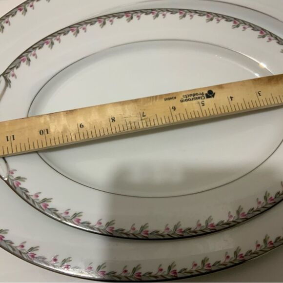 2 Noritake 5507 Petite Pattern 16.5” & 12”  Serving Platter  salad plate 8.25” - Picture 7 of 11